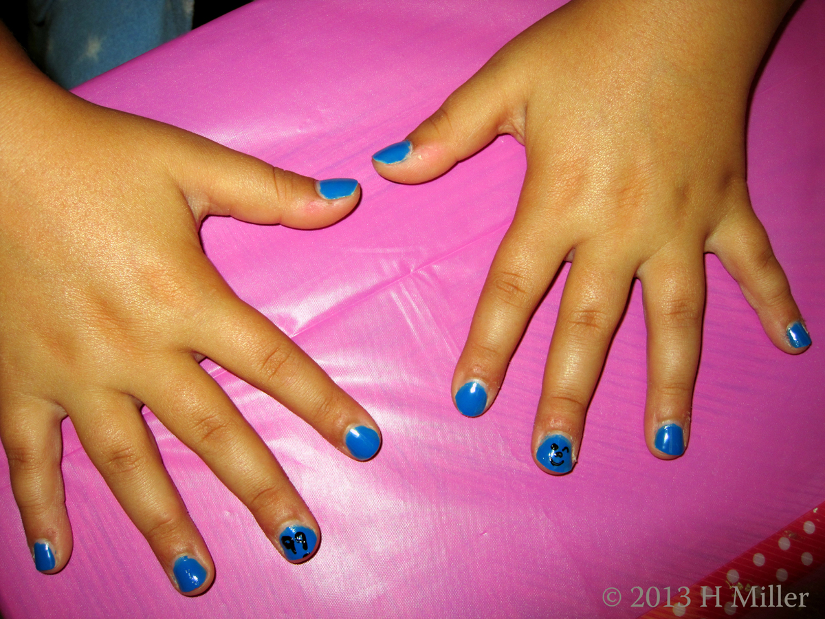 Closeup Of Blue Nail Art 