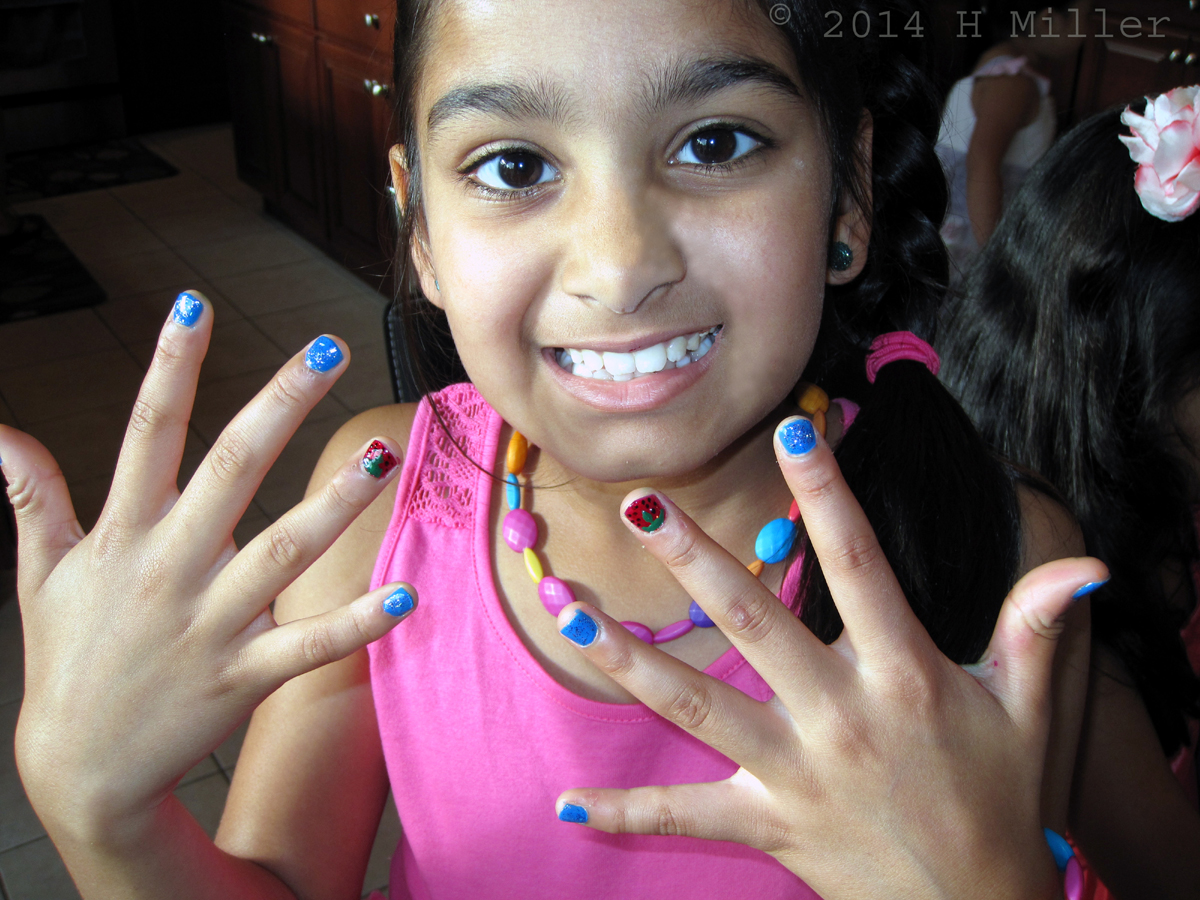 Kids Nail Art Strawberry Mani Lookds Real As Could Be! 