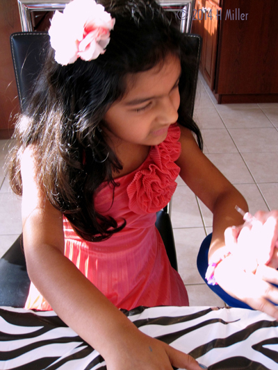 Having A Kids Manicure Done. Having A Kids Manicure Done.