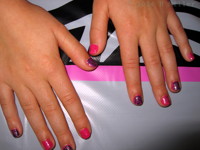 Kids Nail Art Bubble Gum Pink With Sparkles And OPI Shatter! Cool!!