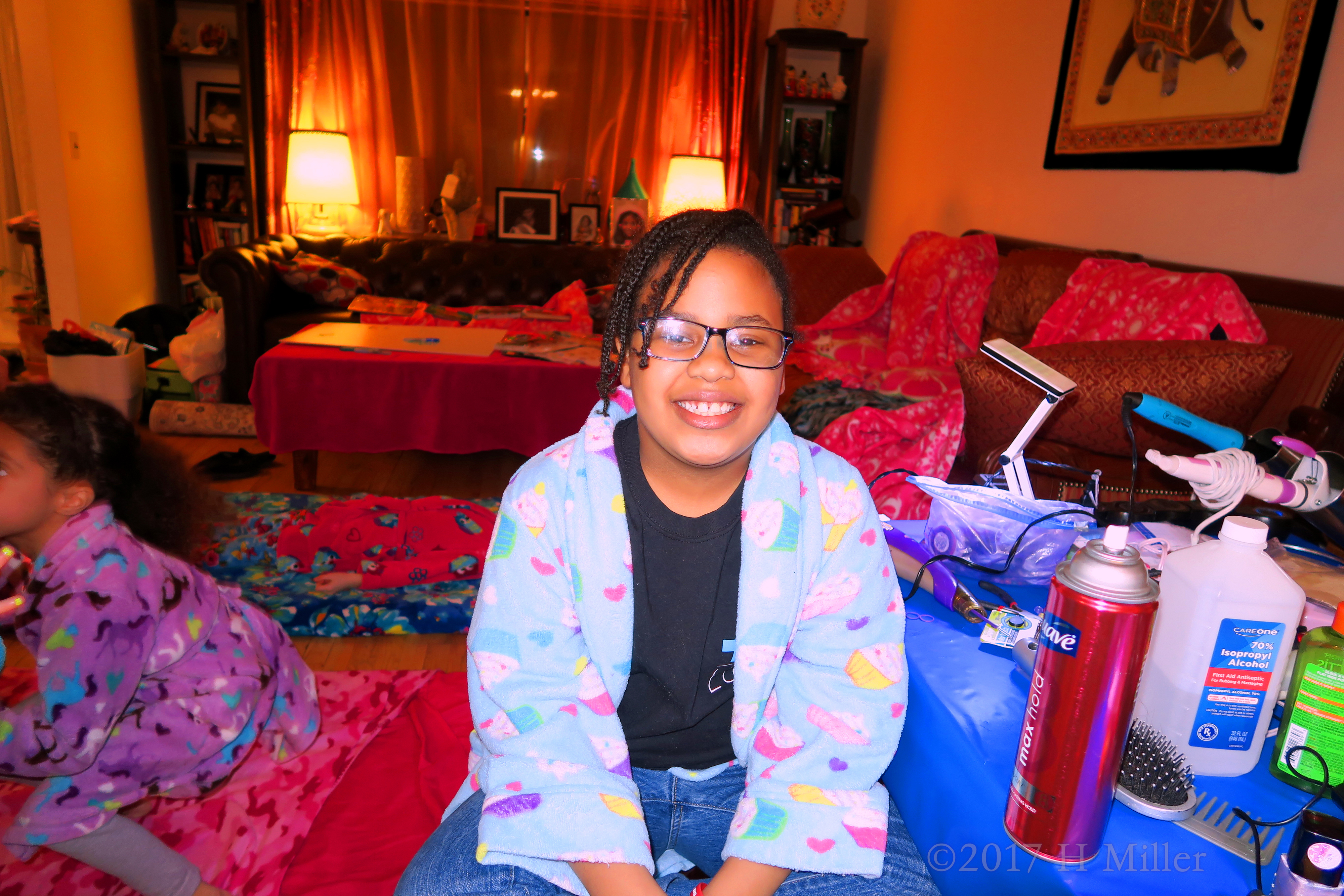 Big Smiles During Her Kids Hairstyle. 