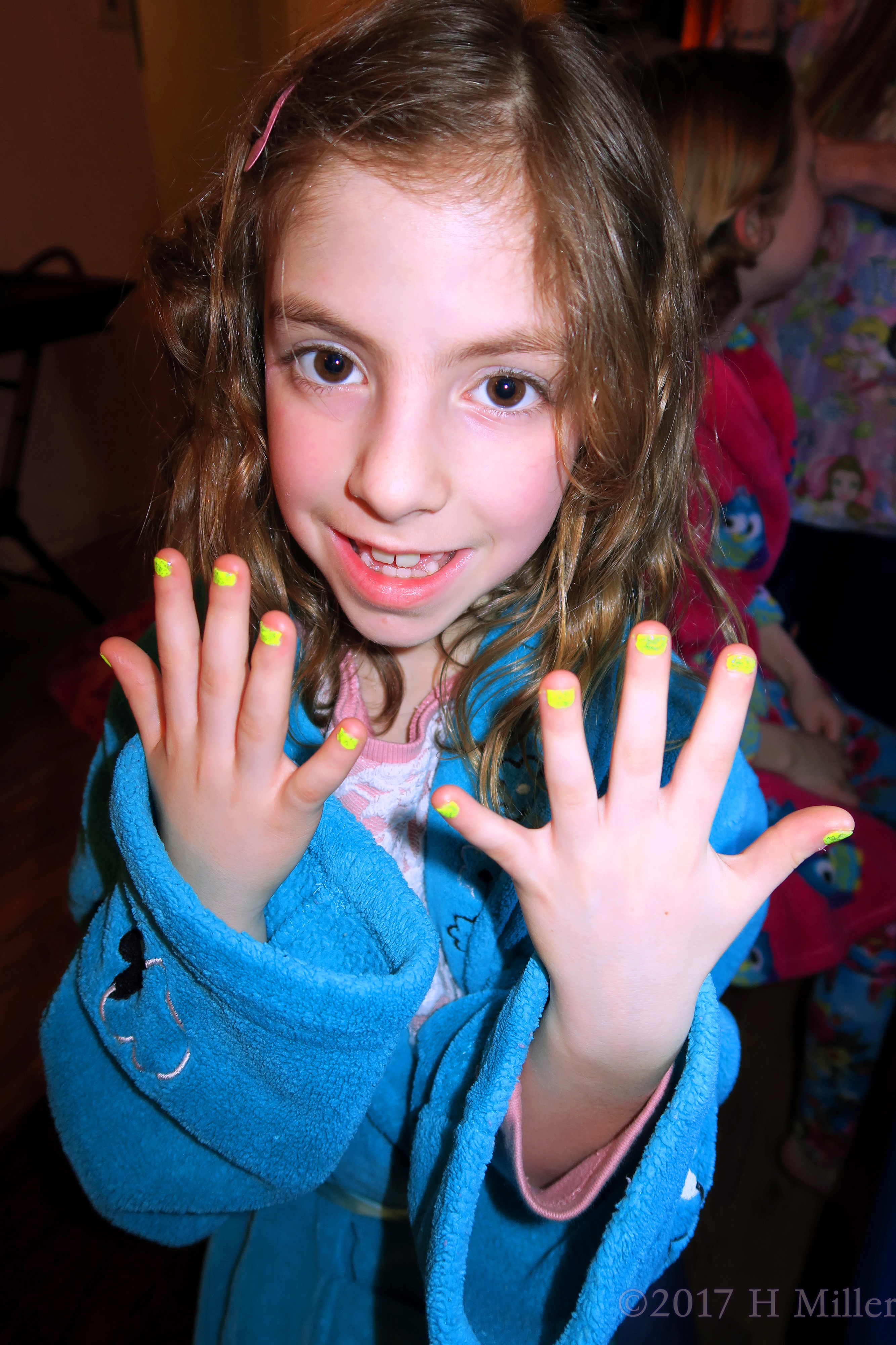 Showing Her Beautiful Yellow Girls Manicure! 