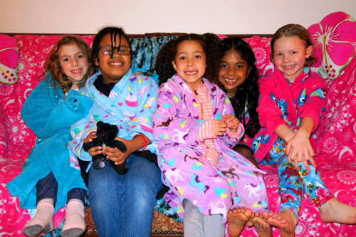 Kids Spa Party Group Photo With Big Smiles. Kids Spa Party Group Photo With Big Smiles.