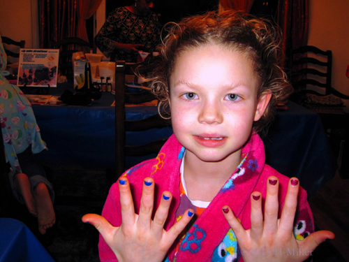 Showing Her Pretty New Girls Manicure