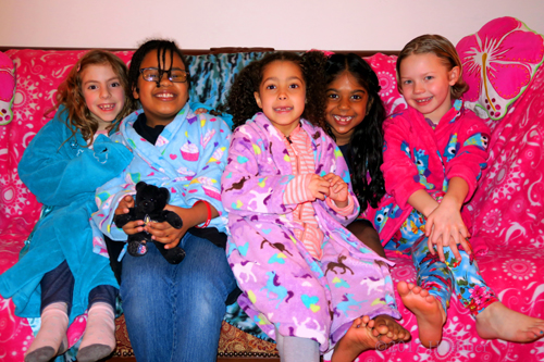 Smiling During Their Kids Spa Party Group Photo. Smiling During Their Kids Spa Party Group Photo.