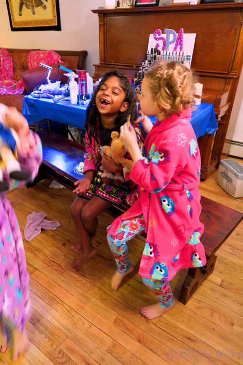 The Birthday Girl Laughs During The Kids Spa. The Birthday Girl Laughs During The Kids Spa.
