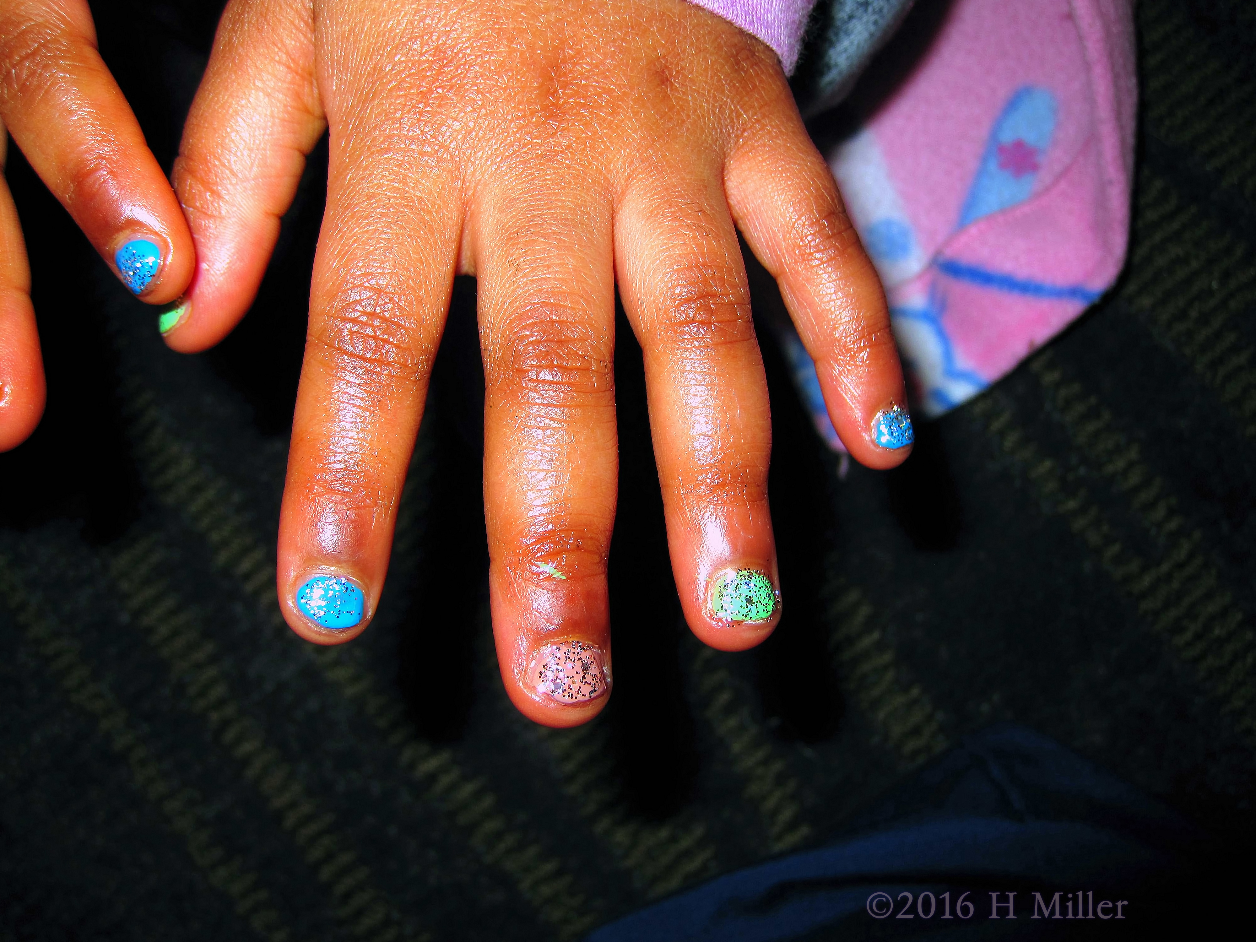 Amazing Glitter Manicure At The Nail Salon With Rainbow Colors! 