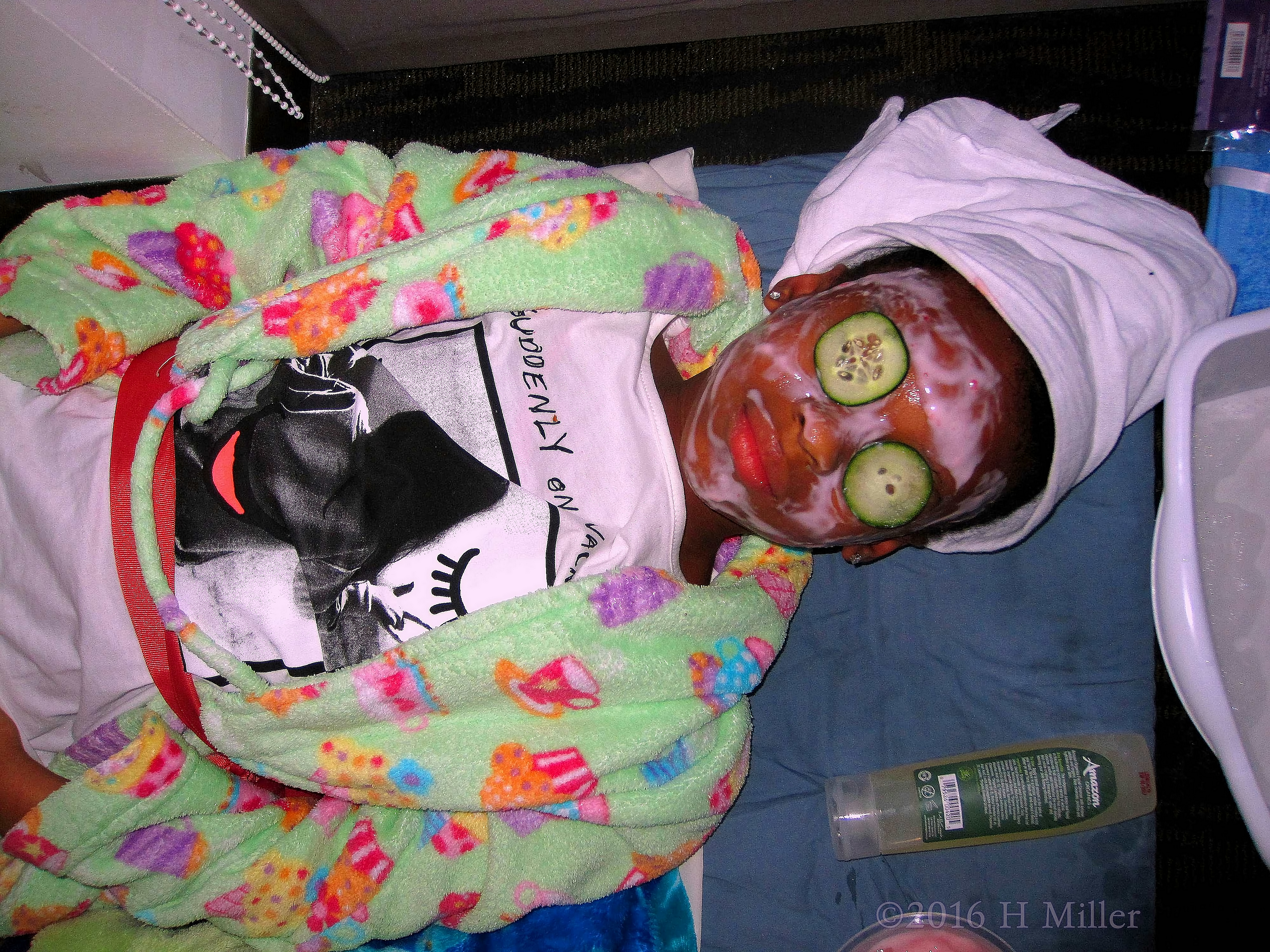 Relaxing With Cukes During Kids Facials. Relaxing With Cukes During Kids Facials.