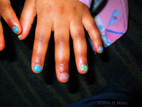 Amazing Glitter Manicure At The Nail Salon With Rainbow Colors!