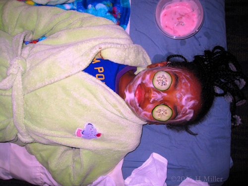 Kids Facials At The Spa Party For Girls With Cukes And Face Masque.