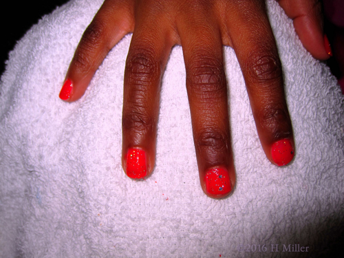 Kids Mini Mani With Heart And Sparkly Glitter. Kids Mini Mani With Heart And Sparkly Glitter.