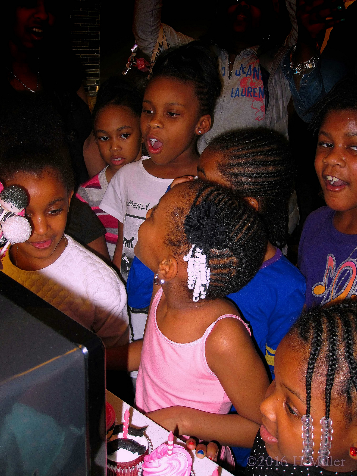 Group Photo Singing Happy Birthday At Nia's Birthday Party. 