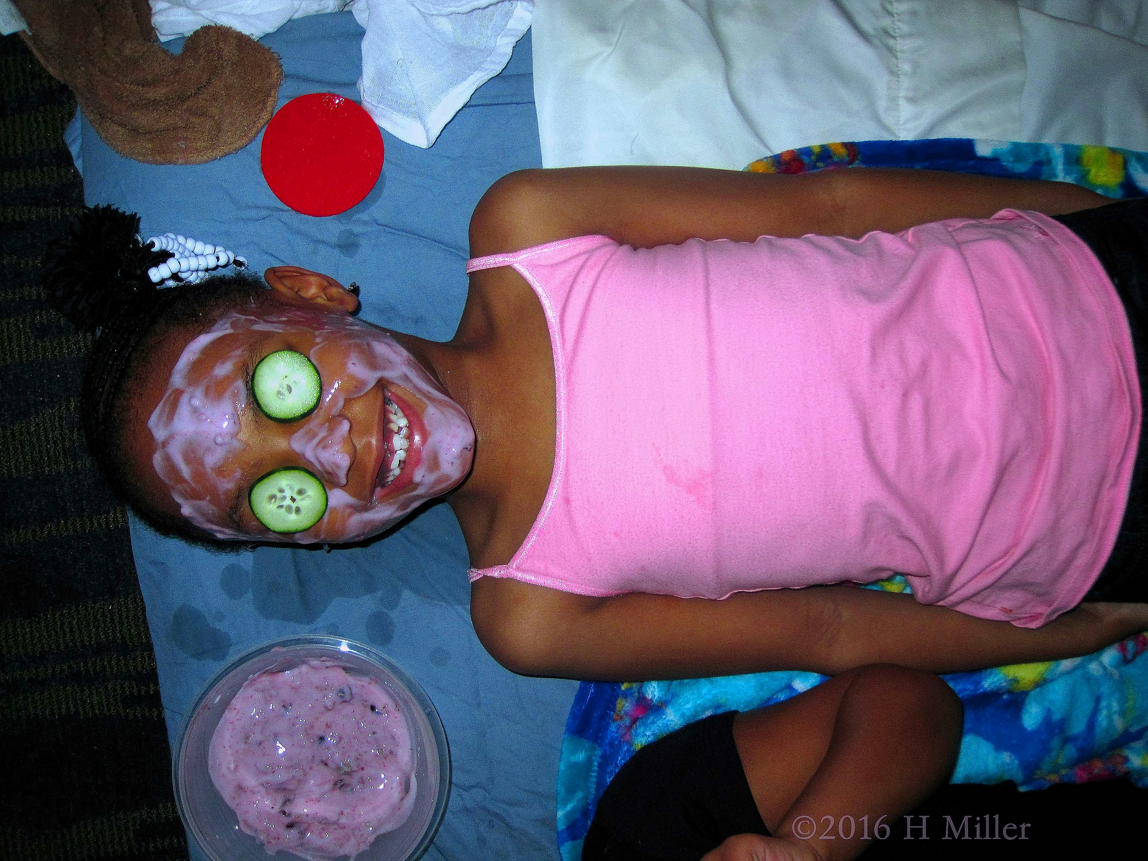 Smiling During Kids Facials At The Spa Party For Kids! 