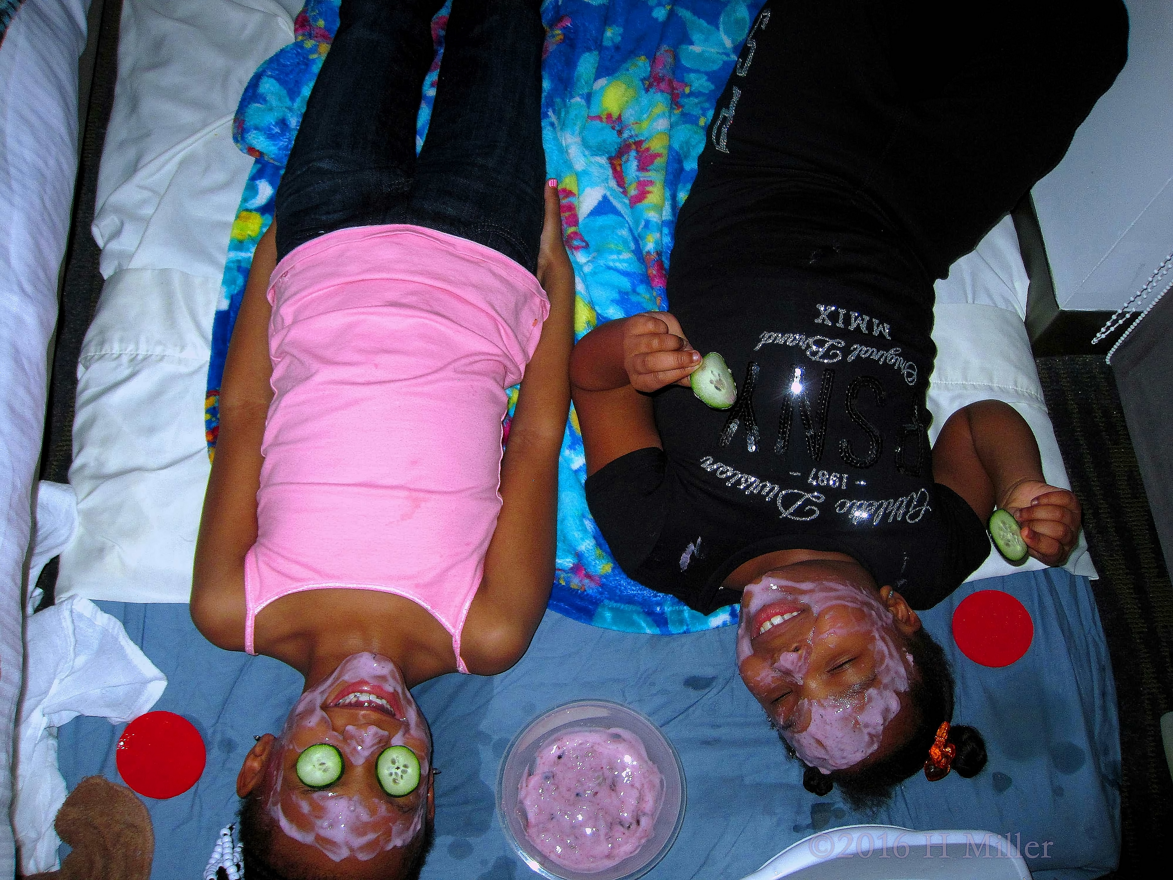 Two Girl Relaxing And Enjoying Facials. 