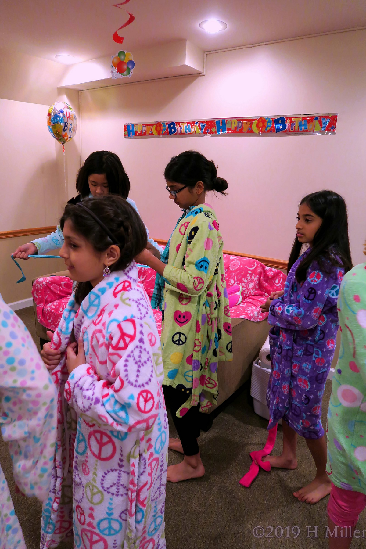 Birthday Guests Sporting Their Cute Spa Robes 