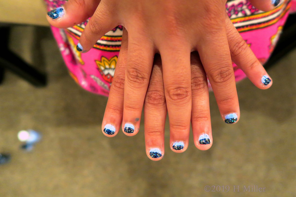 Pretty Manicure For Girls With Blue And Purple Ombre Kids Nail Art! 