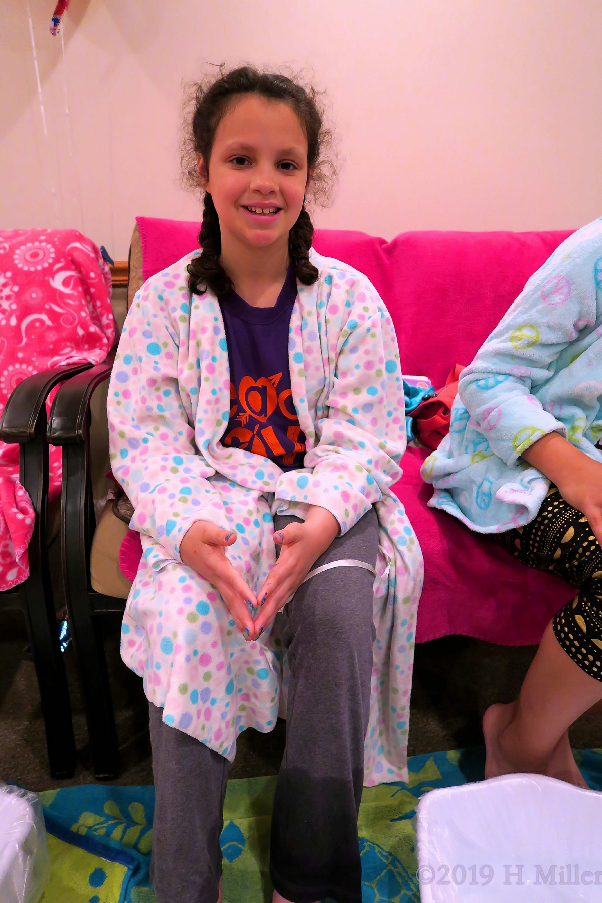 Spa Party Guest Smiles For The Camera During Pedicures For Girls!