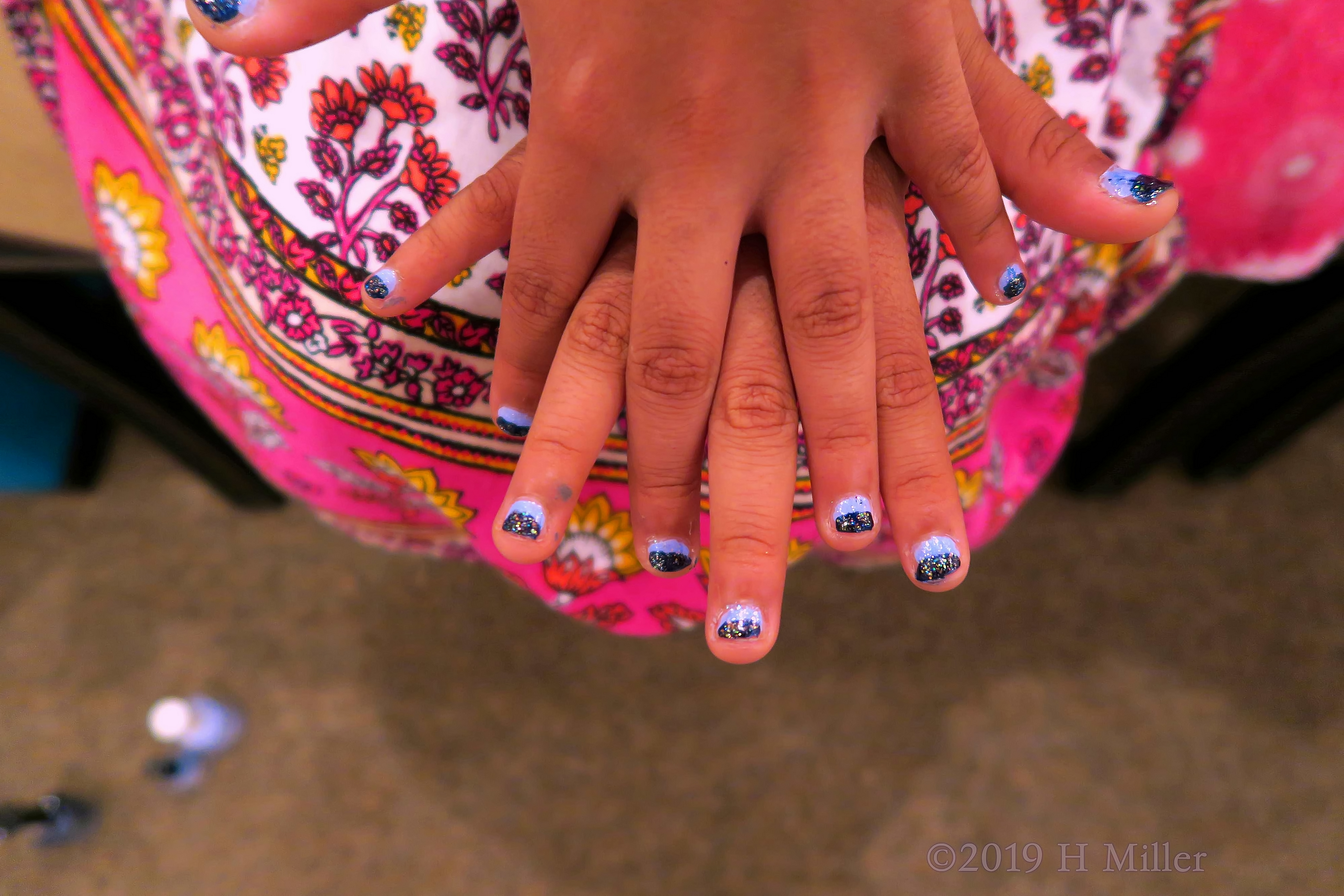 Can't Get Enough Of This Lovely Combo Of Blue And Purple Ombre Nail Design With Glitter, On Her Kids Mani! Can't Get Enough Of This Lovely Combo Of Blue And Purple Ombre Nail Design With Glitter, On Her Kids Mani!