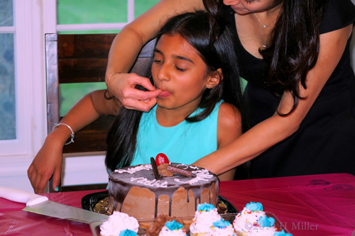 Nidhi Is Tasting Her Yummy Birthday Cake