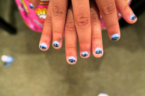 Take A Look At This Cool Glittery Kids Mani, Complete With Ombre Nail Design!