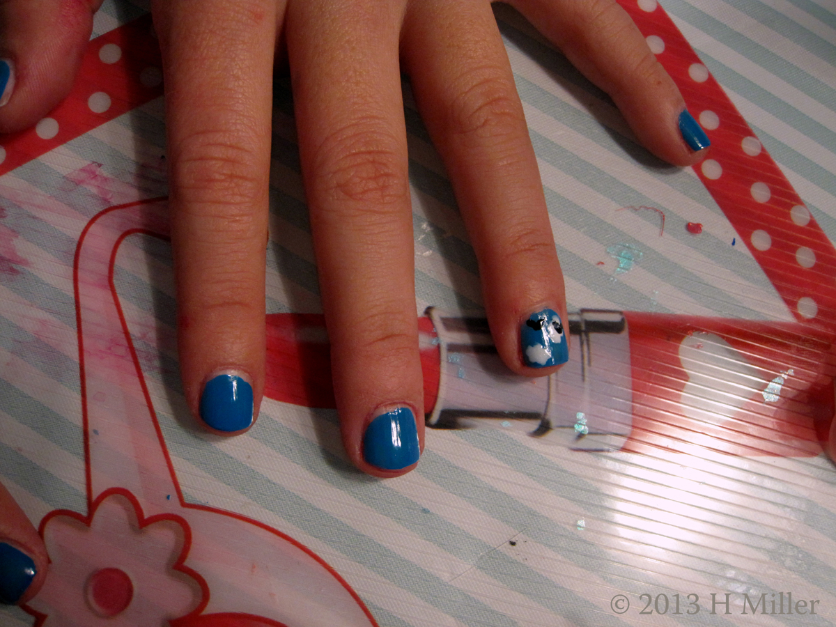 Blue Polish And Custom Nail Art