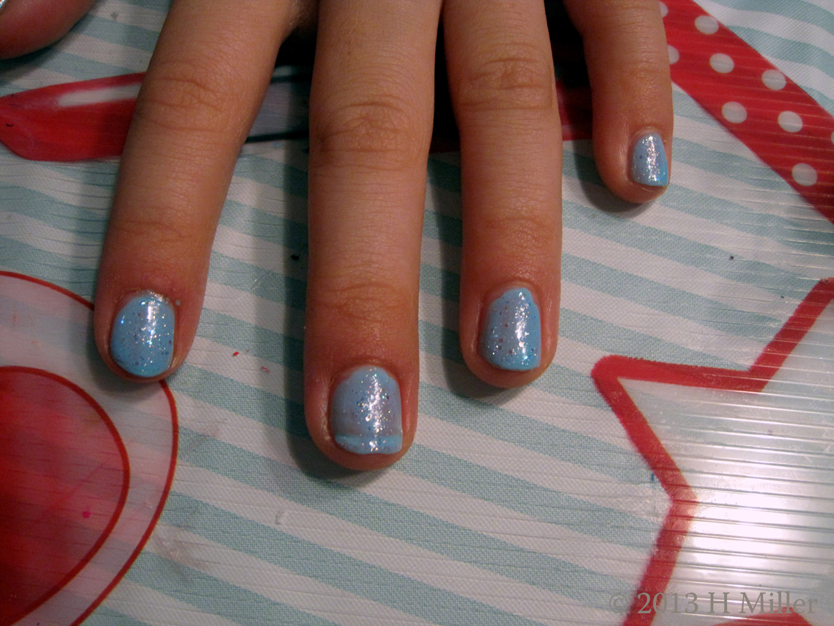 Glitter And Sparkles Over Baby Blue Kids Mani 