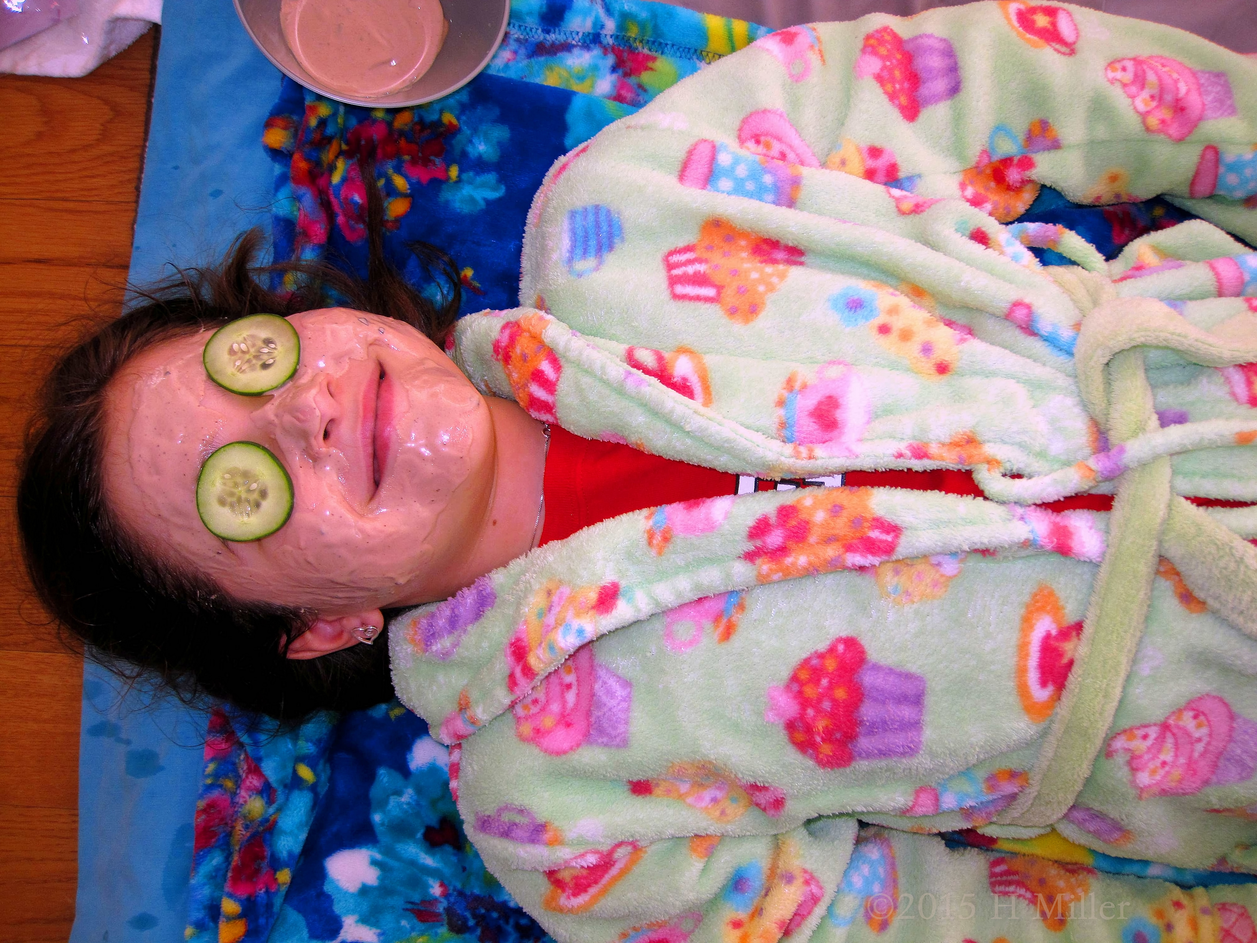 Chocolate Facial Masque And Cucumbers Cool The Skin. 