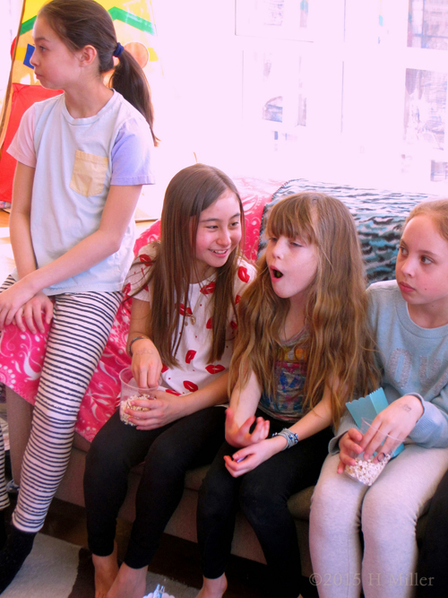 The Birthday Girl And Her Friend Chatting. The Birthday Girl And Her Friend Chatting.