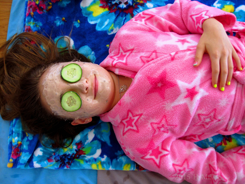 Cukes On Eyes And Masque On Face. Cukes On Eyes And Masque On Face.