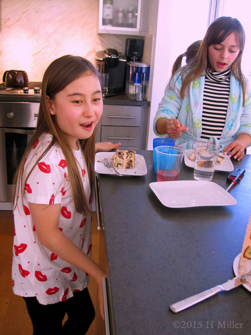 Kids Eating Birthday Cake Together.