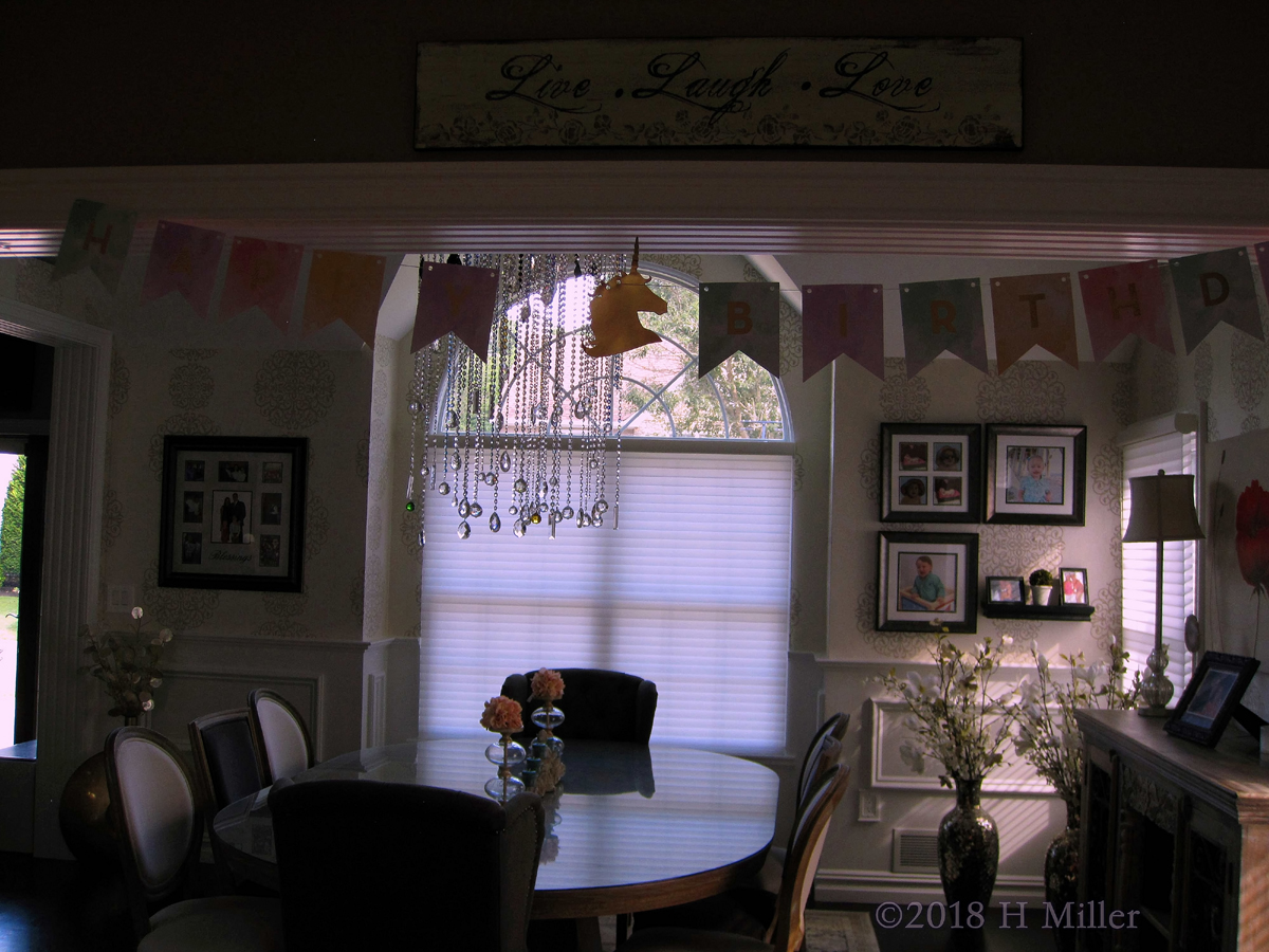Living Area All Set For The Party With A Cute Birthday Hanging! 