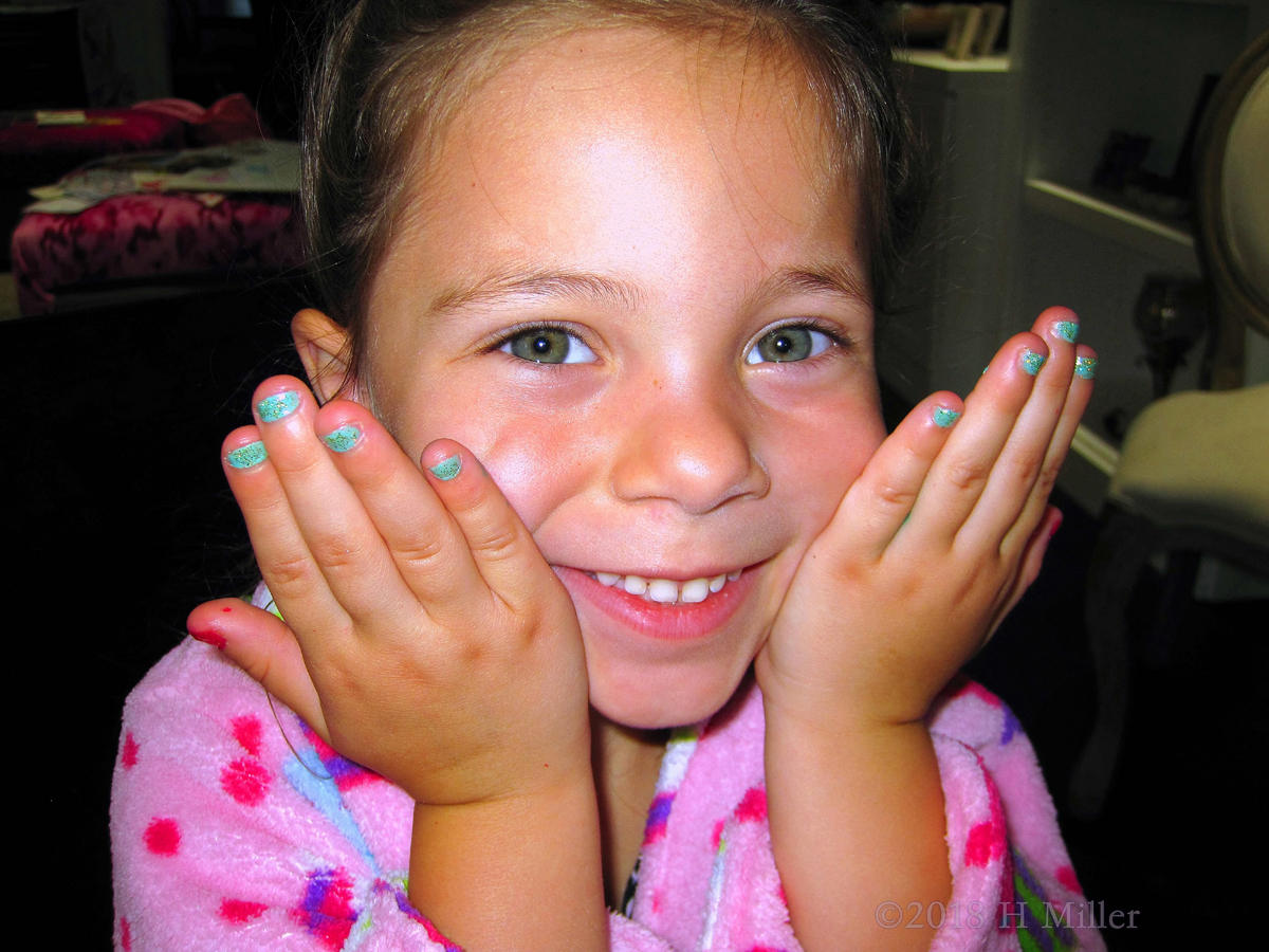 Smiling And Happy After A Perfect Manicure For Girls. 