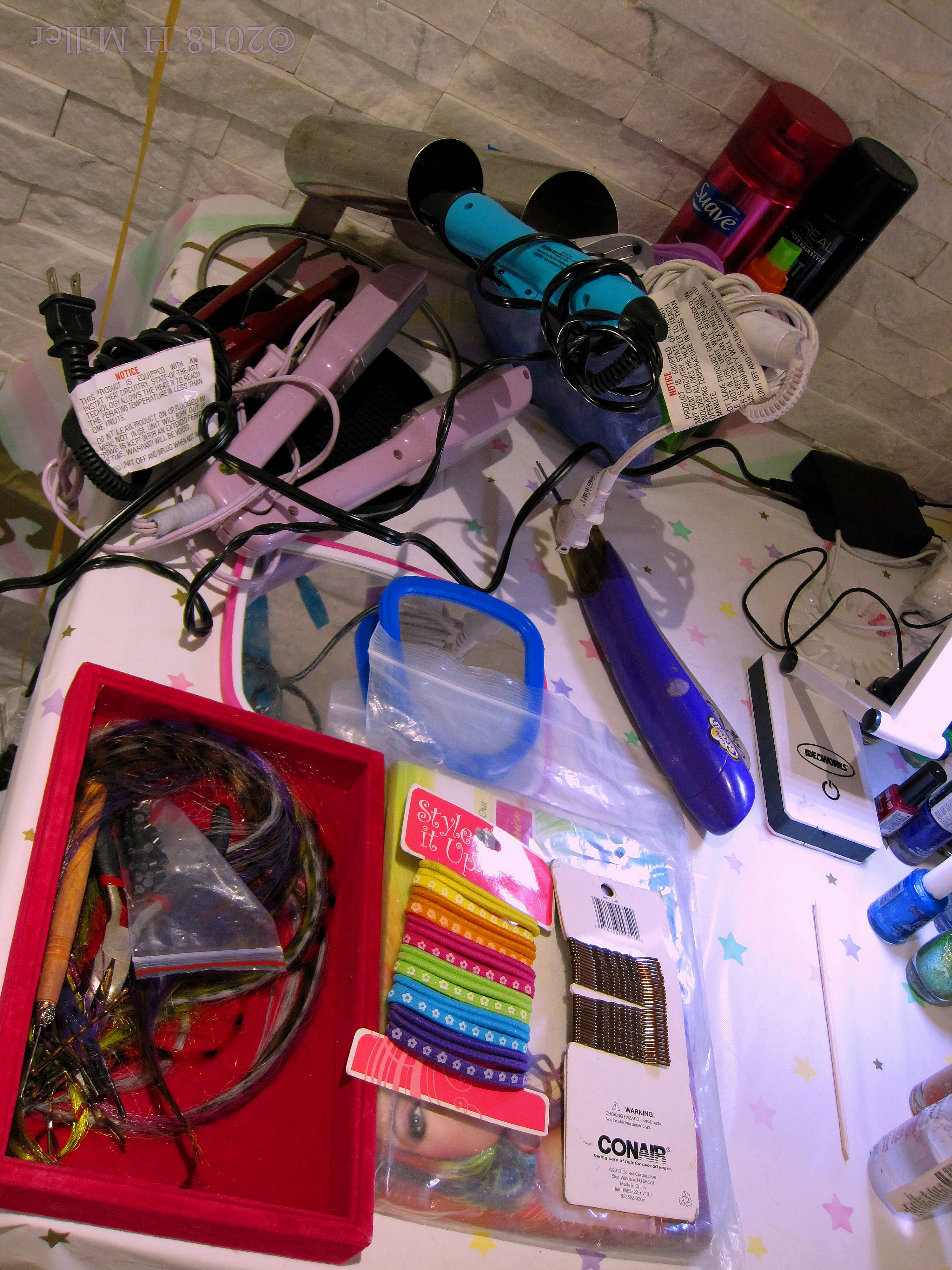 Bunch Of Straighteners, Rollers, And Colorful Bands And Clips For Kids Hairstyling! Bunch Of Straighteners, Rollers, And Colorful Bands And Clips For Kids Hairstyling!