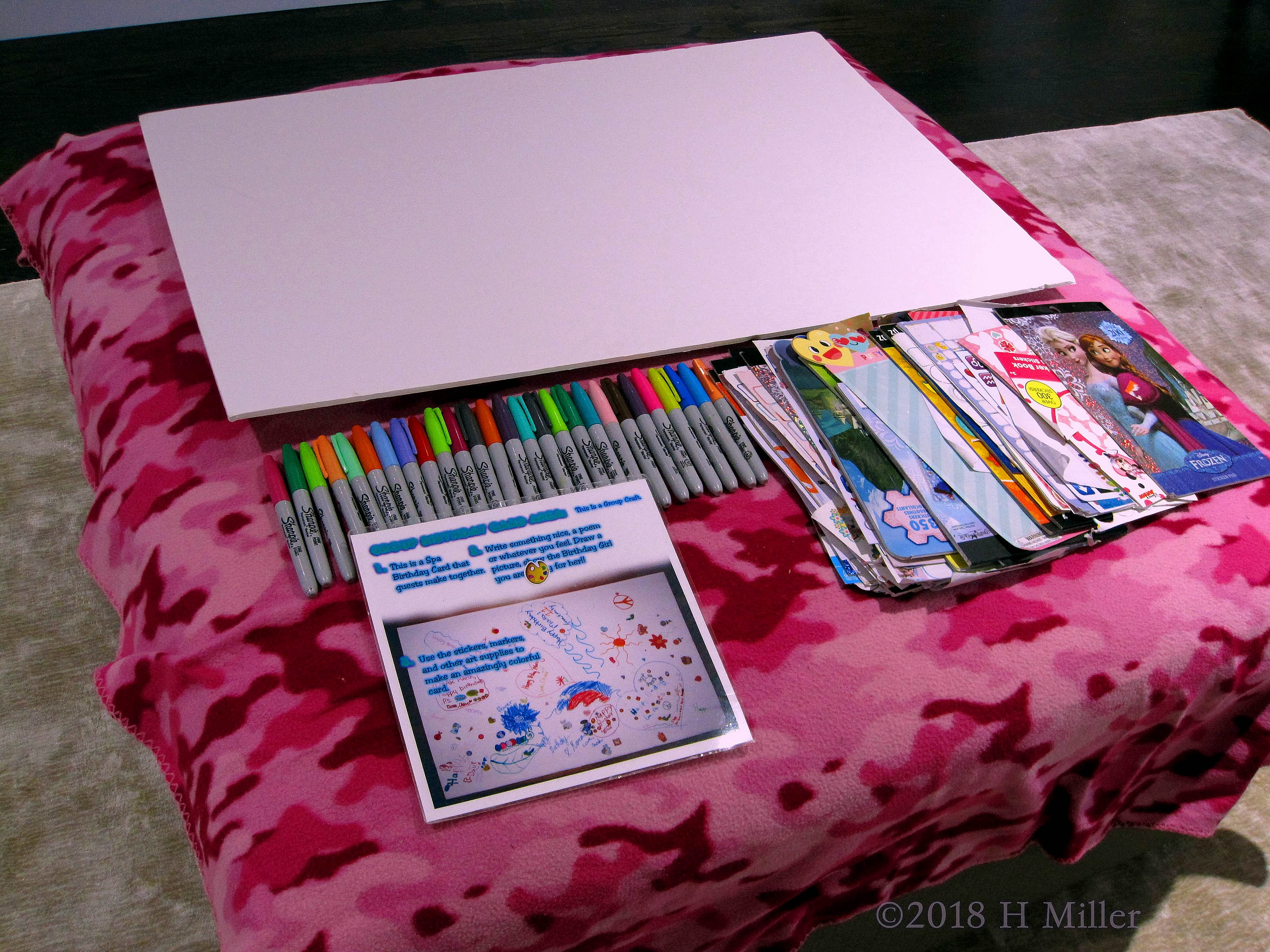 Spa Birthday Card With Markers And Stickers, Ready For Designing. Spa Birthday Card With Markers And Stickers, Ready For Designing.