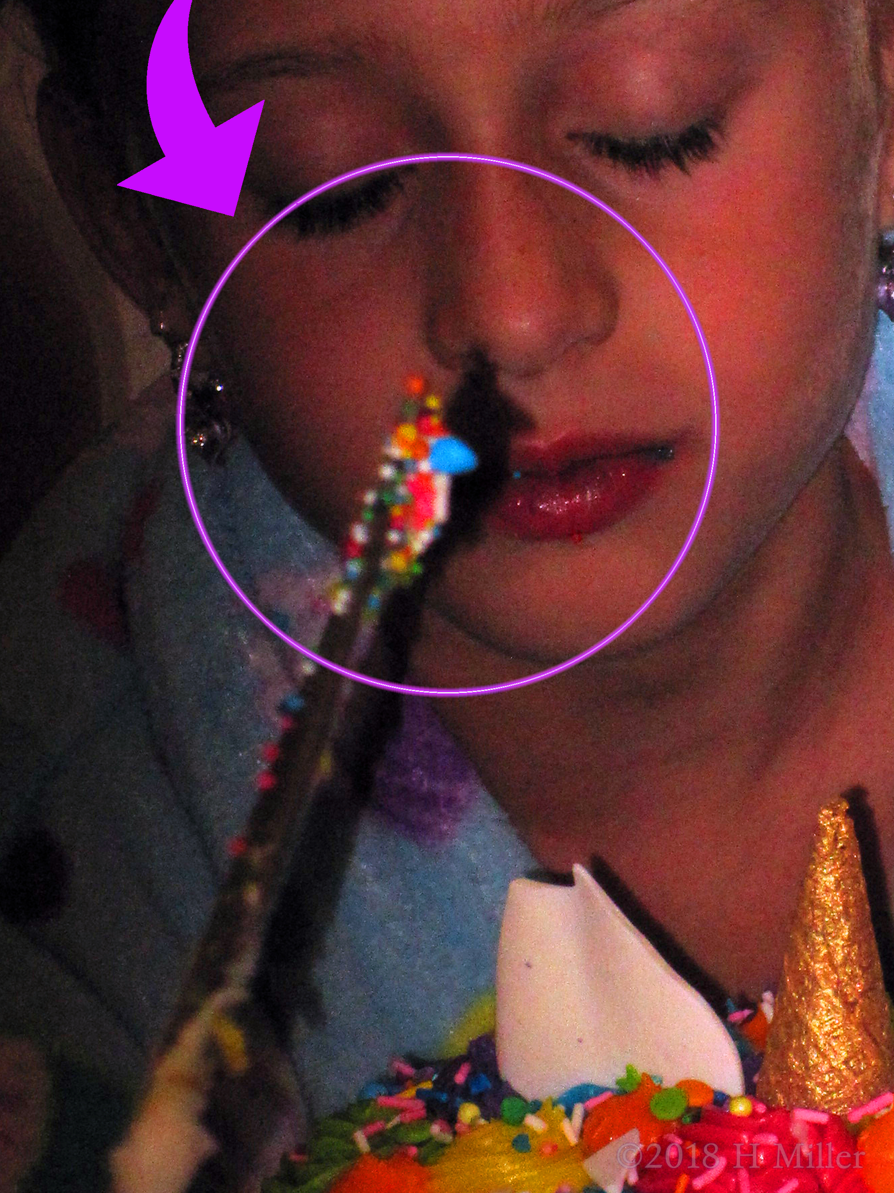 A Closeup Of The Unicorn Shadow On The Birthday Girl's Face! Unicorns Love Her Too! 