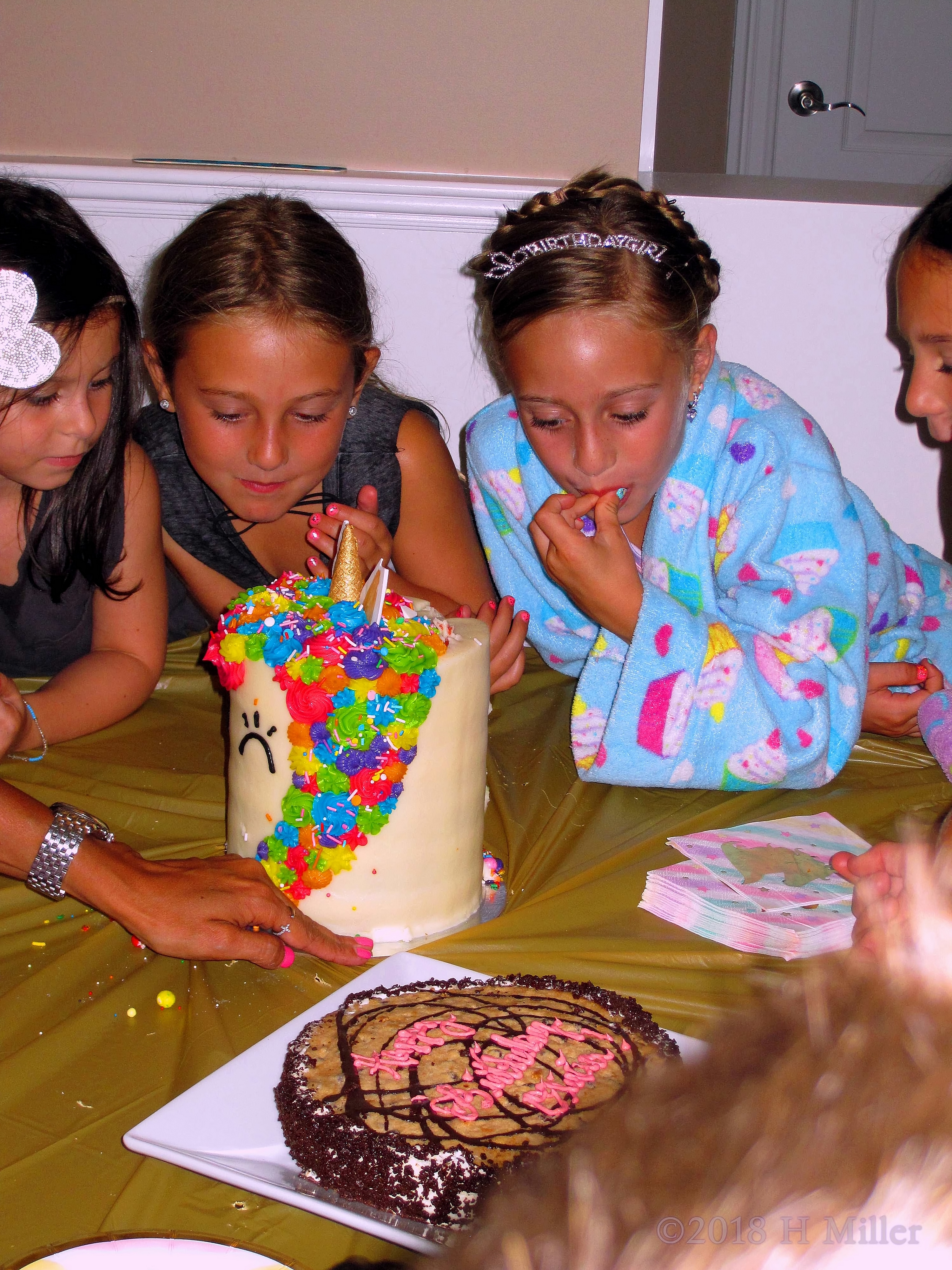 Unicorn Cake With A Chocolate Round Cookie Cake, Yummy! Unicorn Cake With A Chocolate Round Cookie Cake, Yummy!