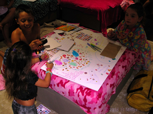 Kids Are Busy Writing Best Birthday Wishes For Olivia On The Spa Birthday Card.