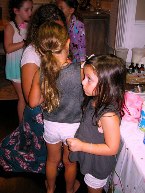 The Girls Busy Doing Kids Crafts At The Spa Birthday Party. The Girls Busy Doing Kids Crafts At The Spa Birthday Party.