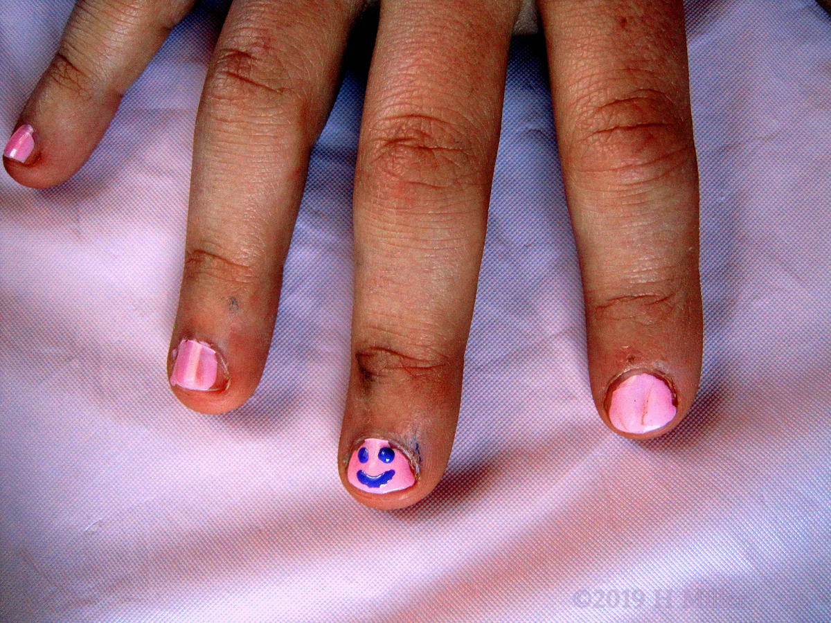 Finished Pefect Girls Manicure With Adorable Nail Art! 