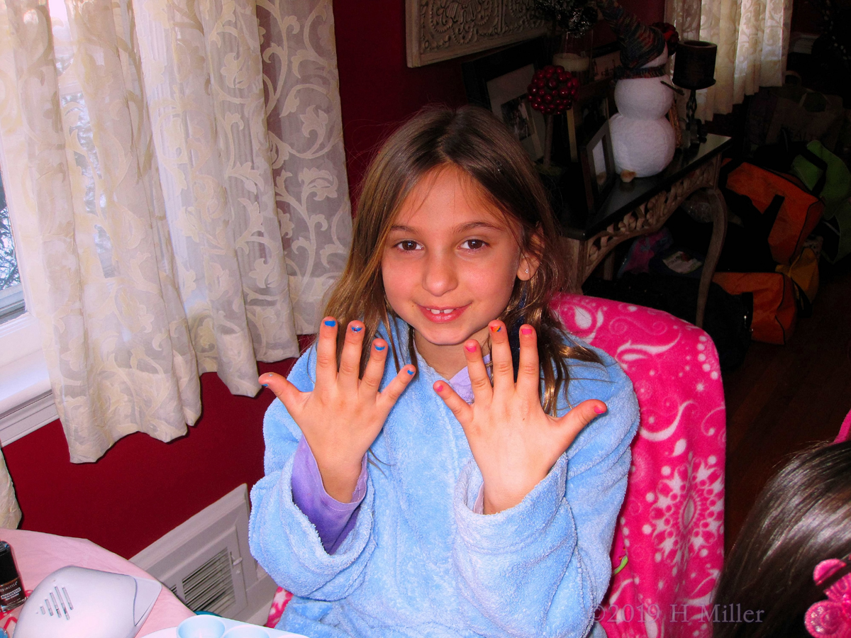 Smiling Guest Is Pleased With Her Girls Manicure 