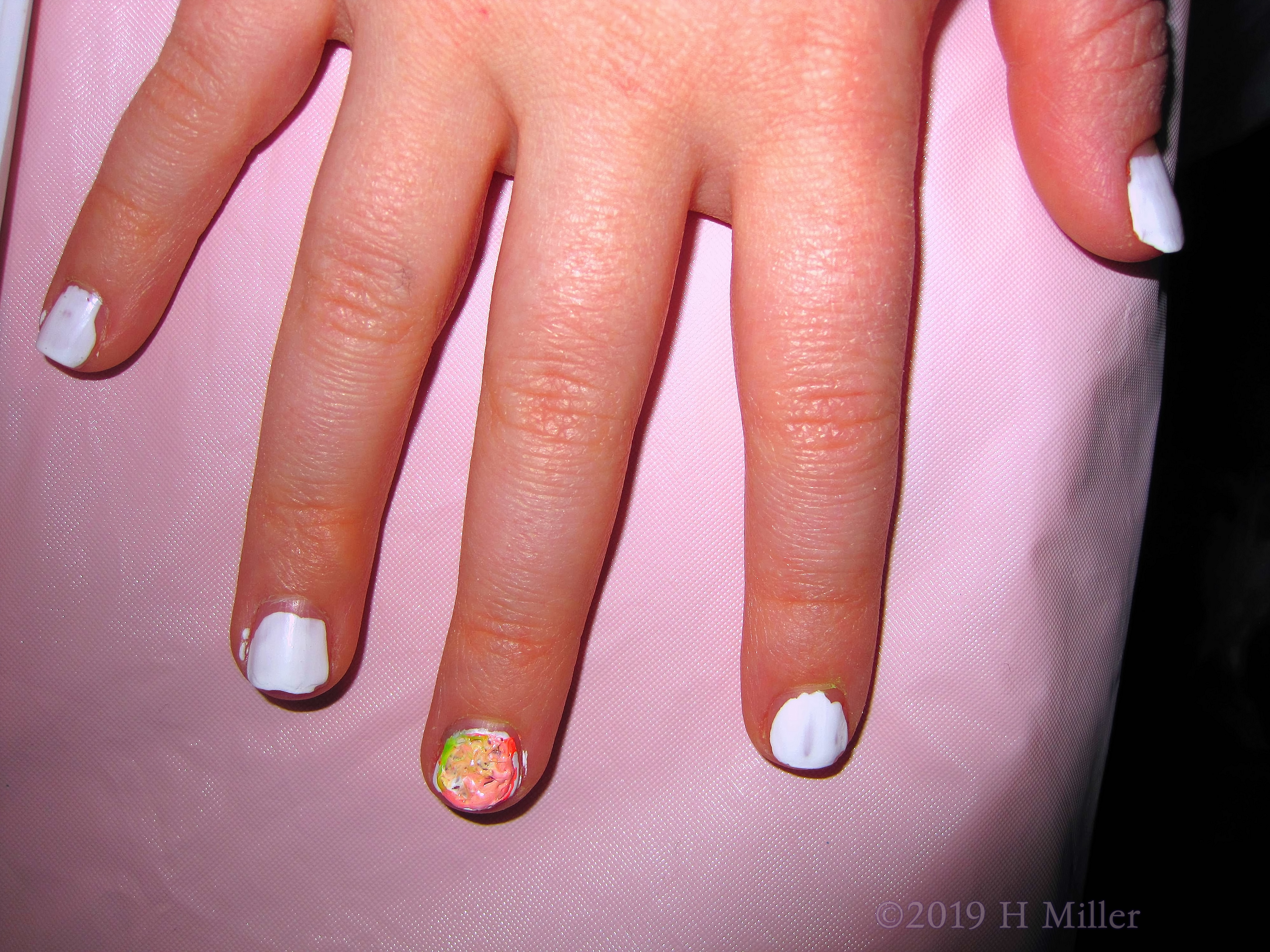 What Lovely Marbled Nail Art For This Guest's Girls Manicure! 