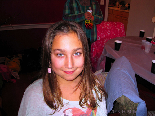 Happy Guest Sporting Cute Braided Girls Hairstyle At The Spa Party For Girls!