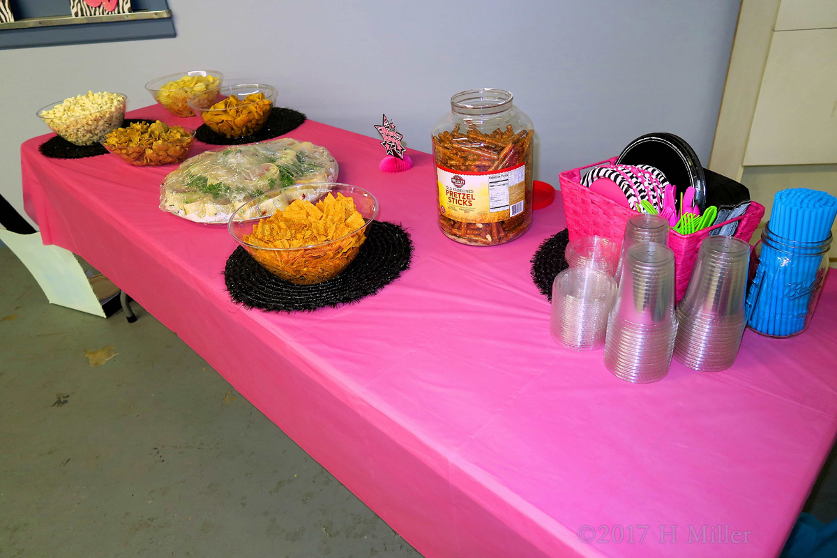 Filled With Delicious Snacks, This Table Is Ready For The Kids Spa! 