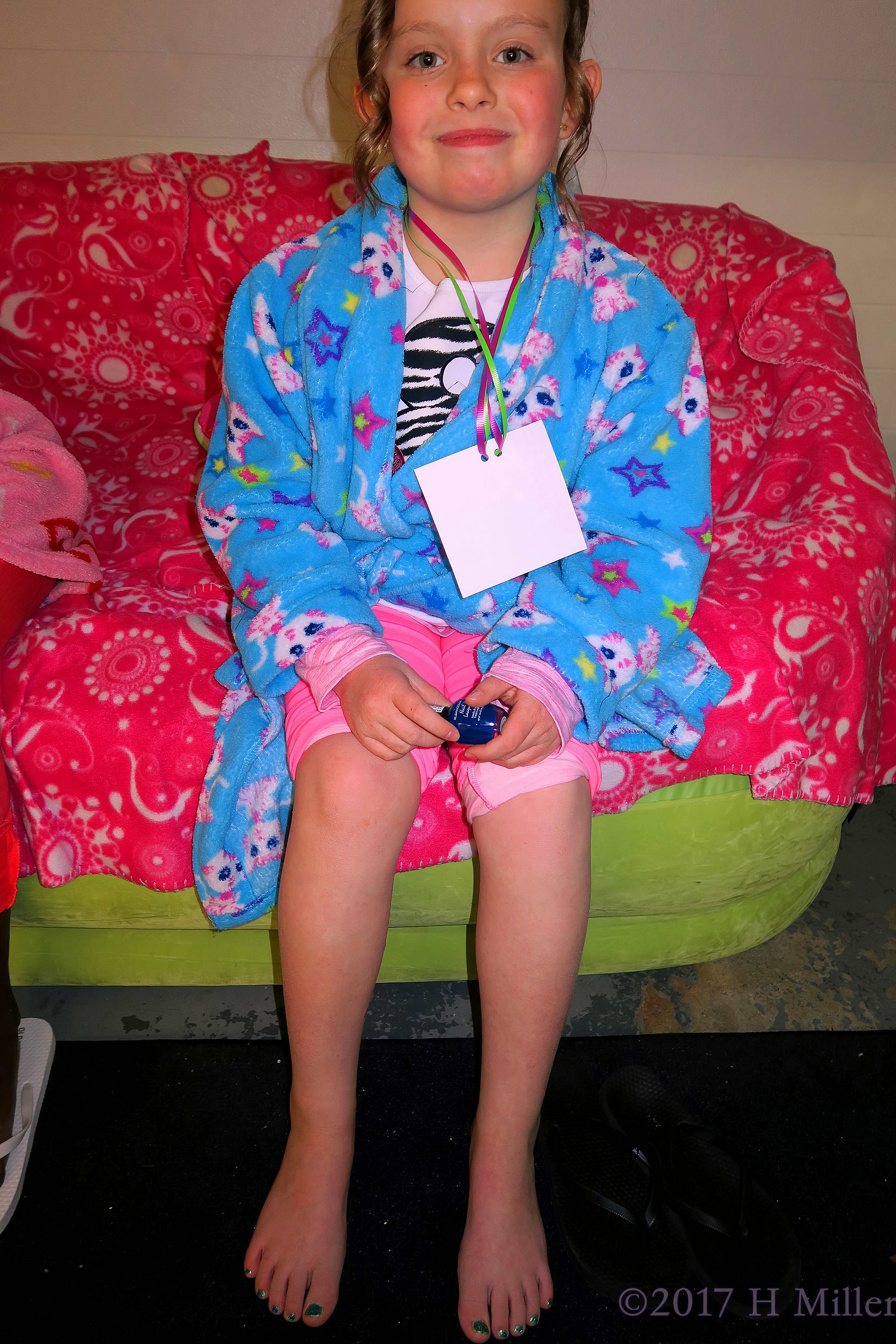 Blue Kids Pedicure To Match Her Blue Spa Robe! Blue Kids Pedicure To Match Her Blue Spa Robe!