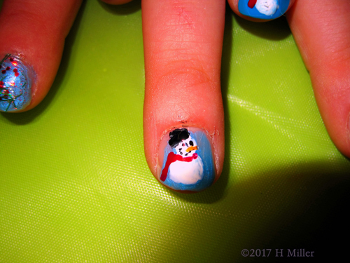 Classic Snowman With A Carrot Nose And A Wink Nail Design.