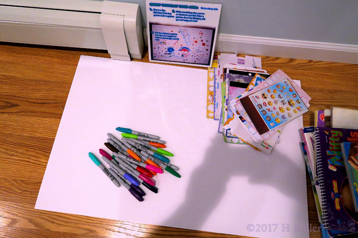 Stickers And Markers For The Spa Birthday Card Along With Simple Instructions. 