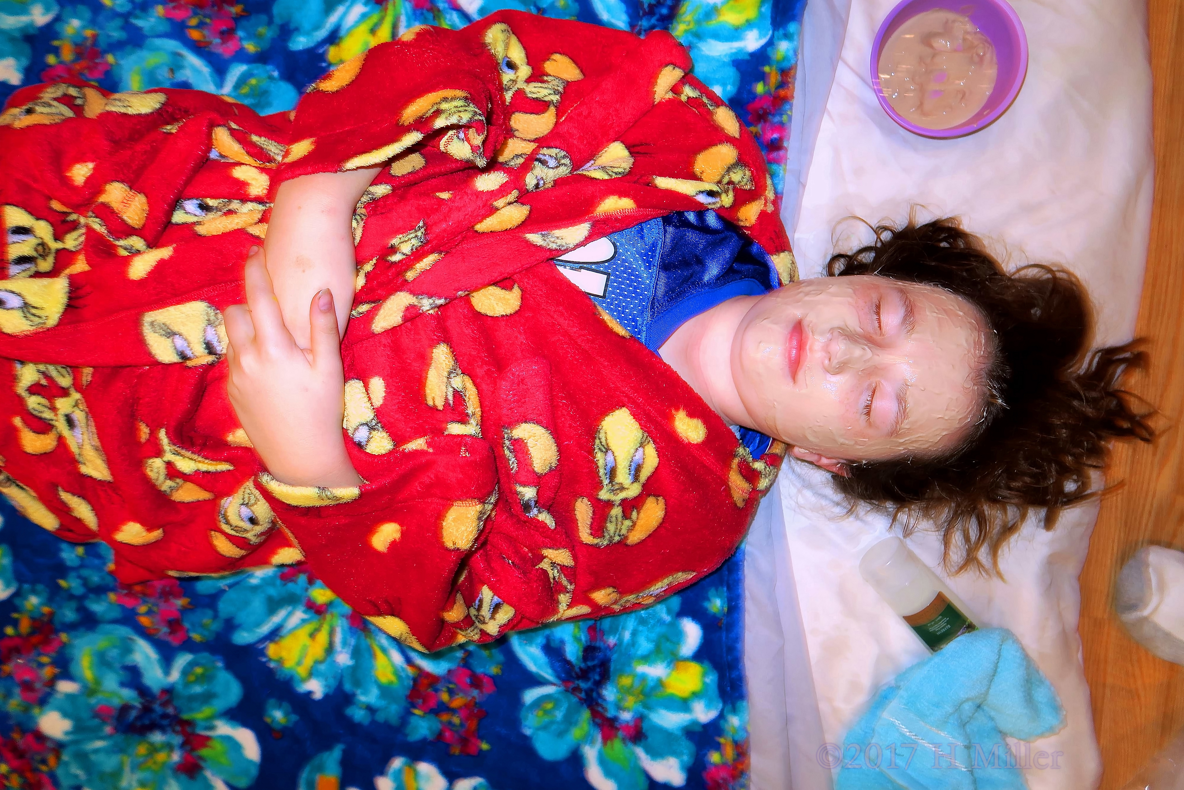 Lying On The Kids Facial Mat With Her Face Mask On! Lying On The Kids Facial Mat With Her Face Mask On!