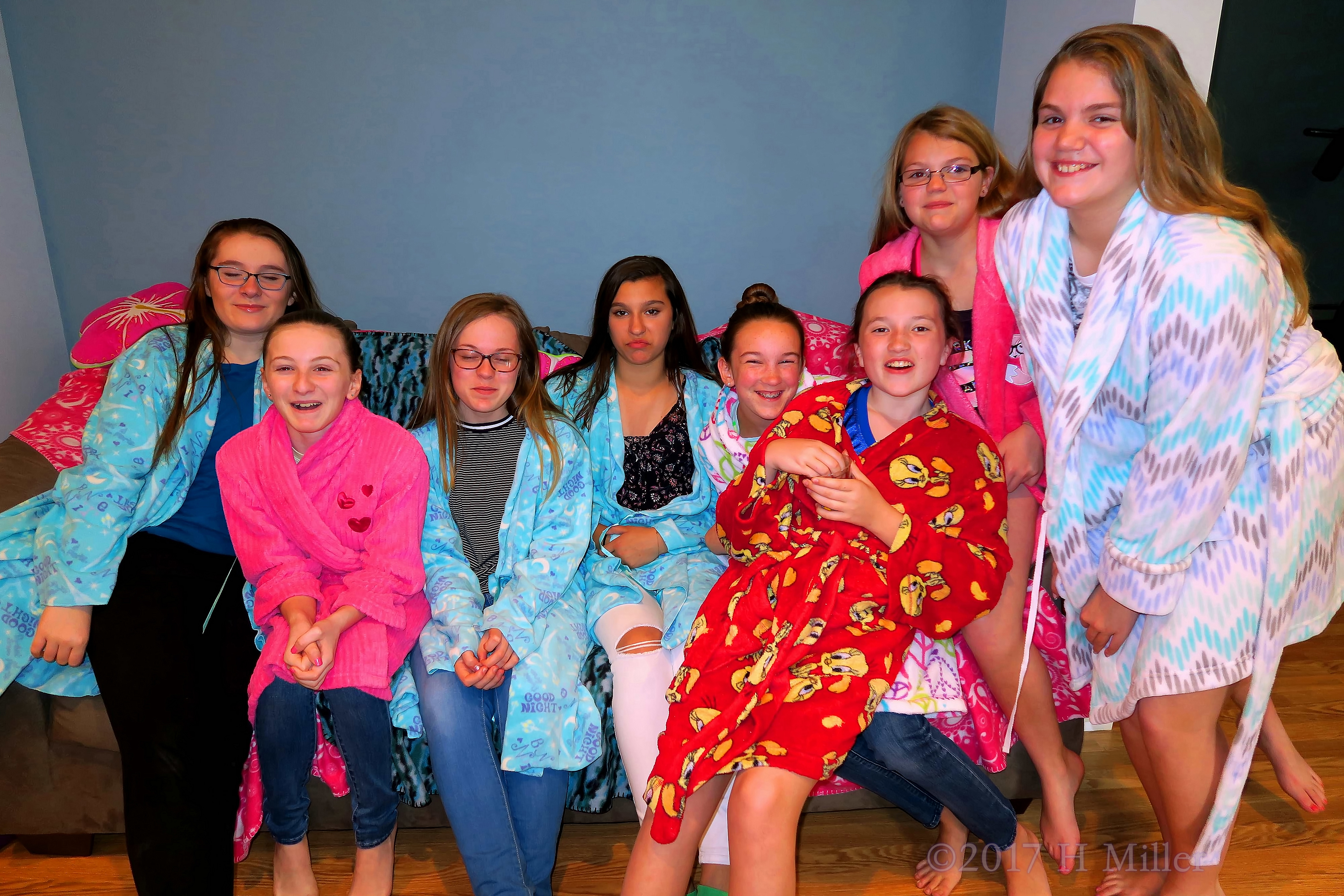 The Birthday Girl Poses With Her Friends At The Spa Party For Girls! The Birthday Girl Poses With Her Friends At The Spa Party For Girls!