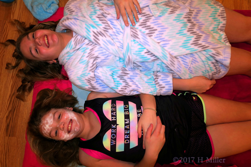 Paulina And Her Sister Lying On The Facial Mat, Happy To Relax And Pose Together!