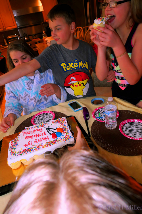 The Birthday Girl And Her Brother And Sister Enjoying Cake At Paulina's Kids Birthday Party!